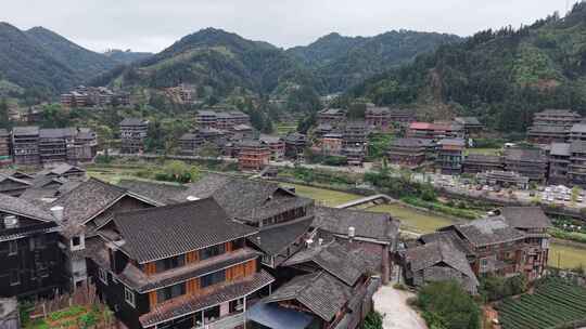 柳州三江程阳八寨景区程阳风雨桥航拍