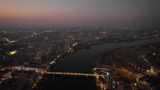 湖南衡阳城市夜景灯光航拍