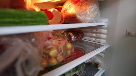冰箱里塞满各种食材