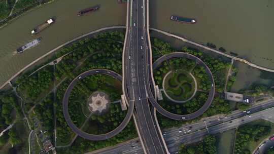苏州吴江区京杭运河 吴江运河大桥航拍
