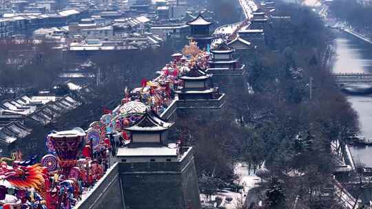 西安永宁门 灯会 雪景