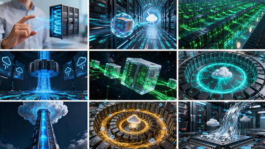 未来科技感服务器云储存云计算传输