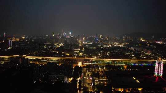 江苏南京城市夜景灯光中华门东秦淮河夜景