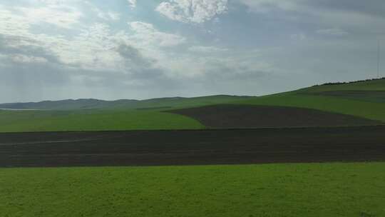 航拍丘陵山地垦区农田黑土地