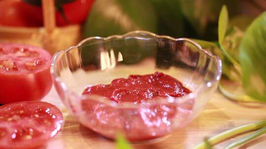 勺子舀起西红柿酱番茄沙司 (5)