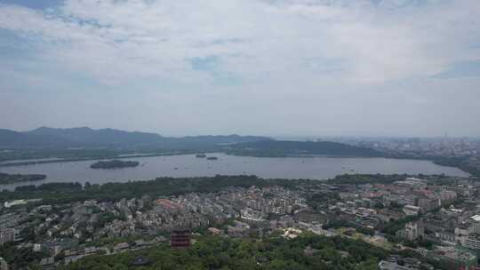 浙江杭州西湖全景大景航拍