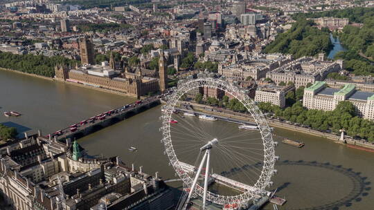 航拍伦敦摩天轮和建筑视频素材模板下载