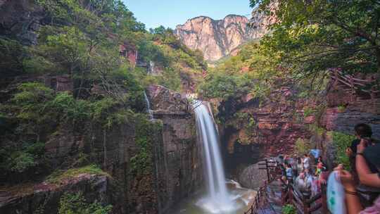 云台山红石峡瀑布延时摄影