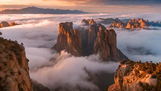 山峦云海日出全景