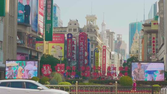 上海南京东路步行街视频素材模板下载