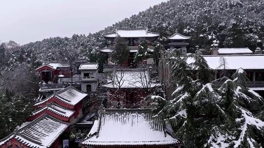 洛阳龙门石窟香山寺雪景视频素材模板下载