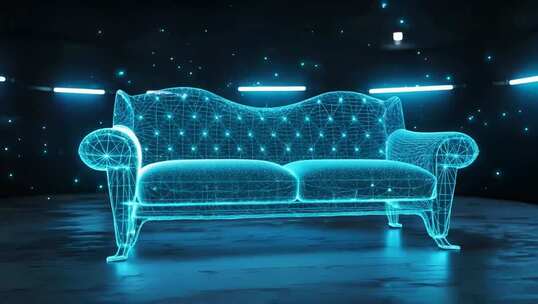 科技感线框沙发3D效果展示