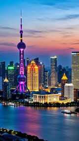 上海陆家嘴城市夜景航拍高清在线视频素材下载