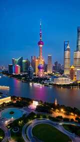 上海陆家嘴城市夜景航拍高清在线视频素材下载