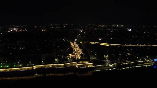 襄阳古城夜景航拍