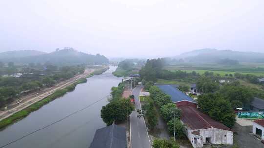 航拍乐昌长来和村落羽杉景观公路（Y651）