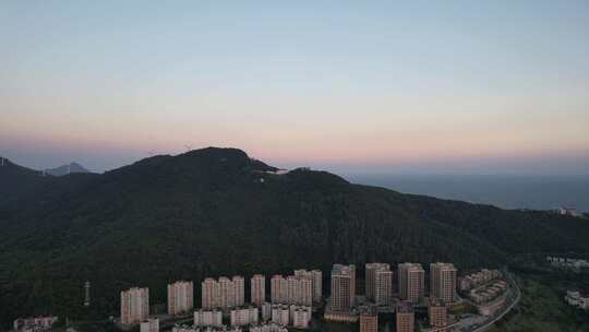 大海日落晚霞夕阳海浪海陵岛航拍