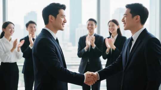 商务人士握手合作场景