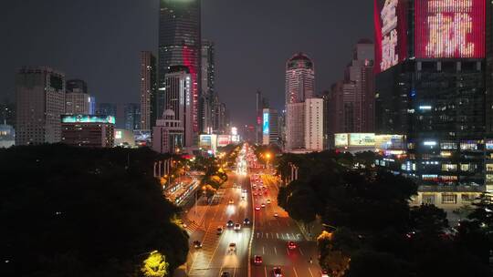 深圳深南中路夜景航拍