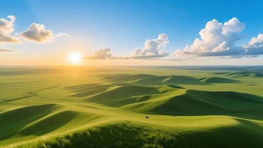草原上升起不落的太阳4K