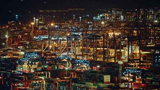 盐田港夜景港口货运码头贸易物流C0144