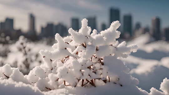 唯美雪景冬天下雪视频素材模板下载