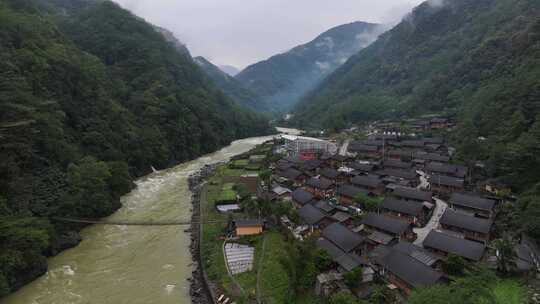 云南怒江州贡山独龙江乡巴坡村航拍风光