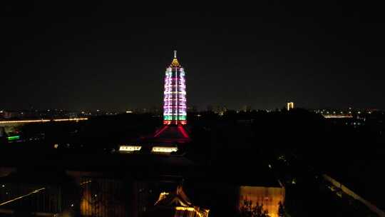 江苏南京大报恩寺夜景灯光航拍