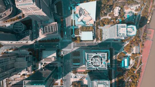 俯拍陆家嘴城市建筑视频素材模板下载