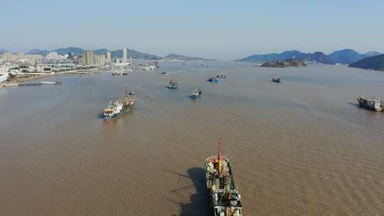 航拍浙江宁波象山县石浦港