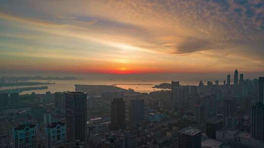 合集山东烟台城市风光航拍延时