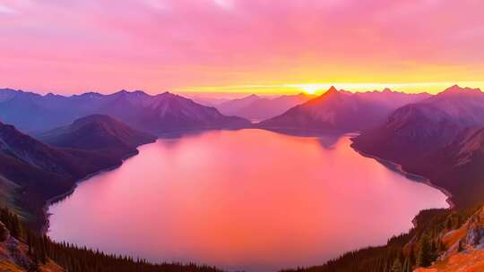 长白山天池夕阳彩霞4K