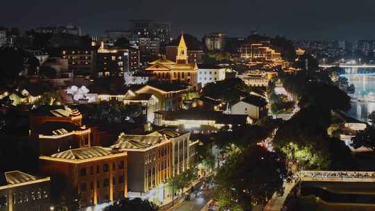 福州烟台山繁华夜景航拍