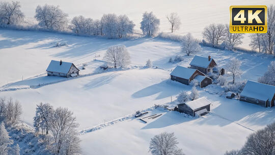 田野村庄唯美浪漫雪景小雪大雪厚雪雪地