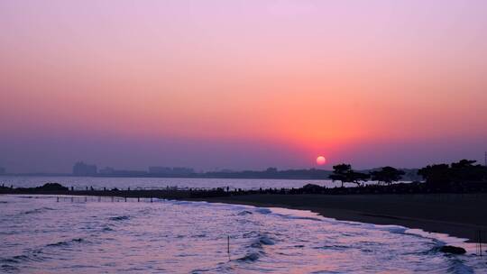 河北秦皇岛日落海上唯美夕阳黄昏自然风光