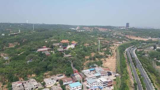 航拍洛阳龙门十寺之一的广化寺