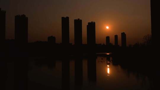 城市夕阳 清晨日出 傍晚日落 4693