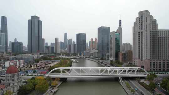 天津海河风景城市风光航拍