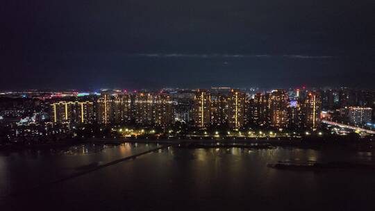 航拍福州闽江尤溪洲大桥道路江景