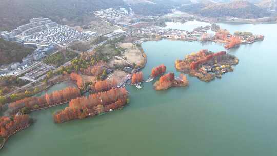 杭州湘湖秋天风景航拍