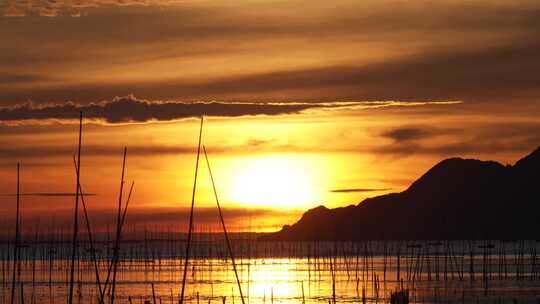 海边 夕阳 晨阳 东方红 大海