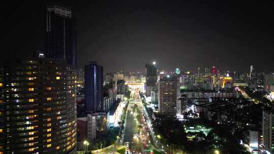 航拍广东珠海城市风光夜景