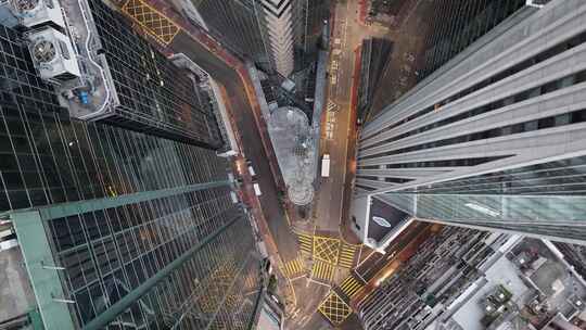 俯拍香港高楼建筑