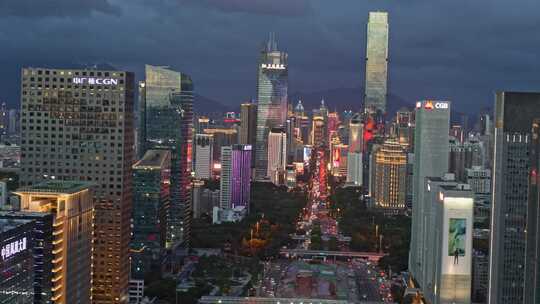 深圳城市建筑夜景俯瞰
