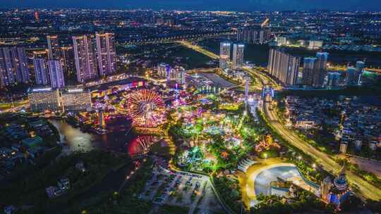 佛山顺德欢乐海岸夜景延时