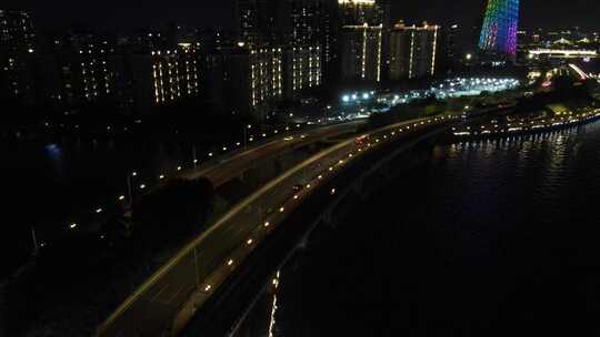 广州城市夜景交通航拍视频素材模板下载