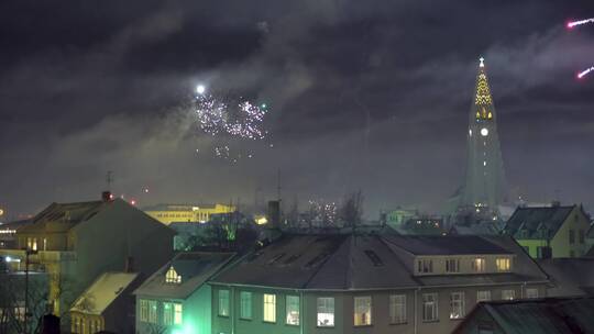 夜晚夜空烟花景观