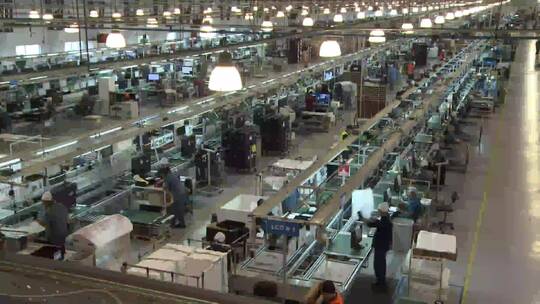 工厂工作间的流水线视频素材模板下载