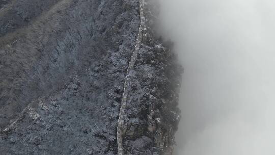 长城雪后冬季云海雪景航拍高清