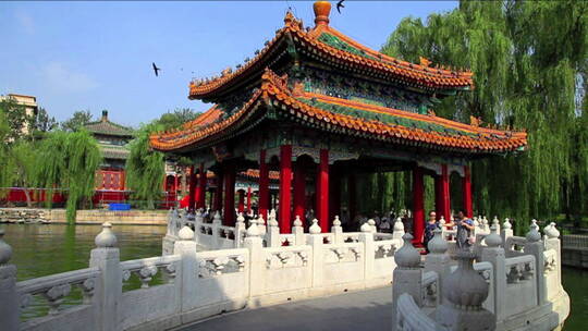 北京北海公园内的五龙亭视频素材模板下载